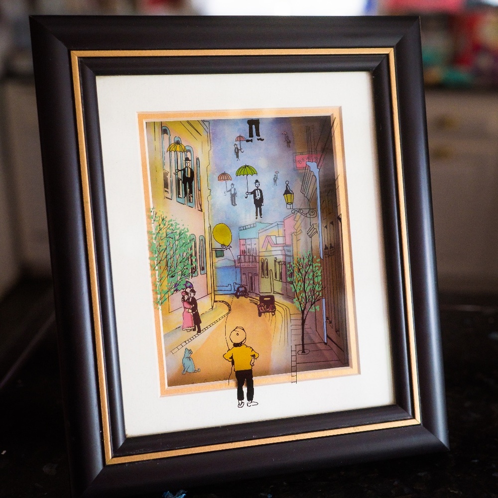 MEN RAINING Jean-Pierre Weill 3D Painting on glass